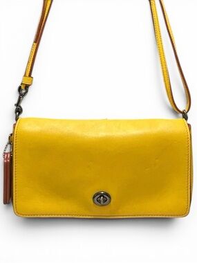 COACH Dinky “Canary” Glovetanned Leather Convertible Strap Shoulder/Crossbody